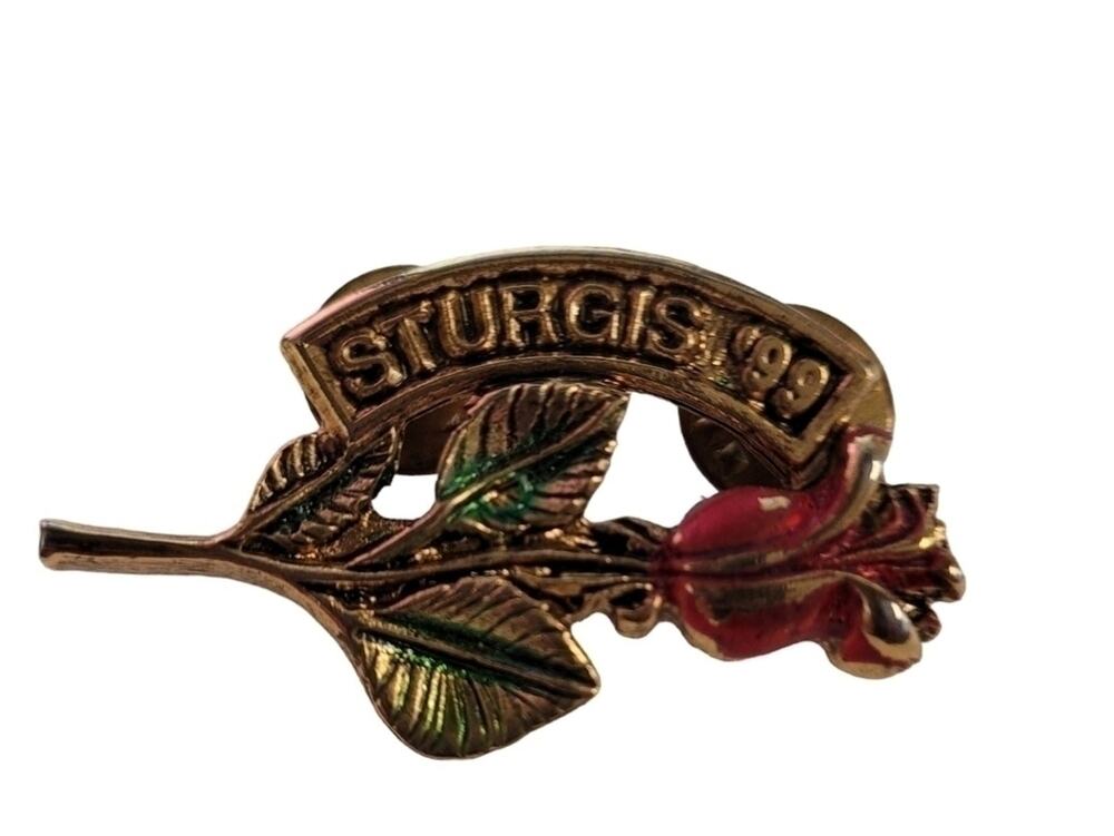 Sturgis Motorcycle Rally Rose Brass Pin 1999  - Centrifugal Vintage